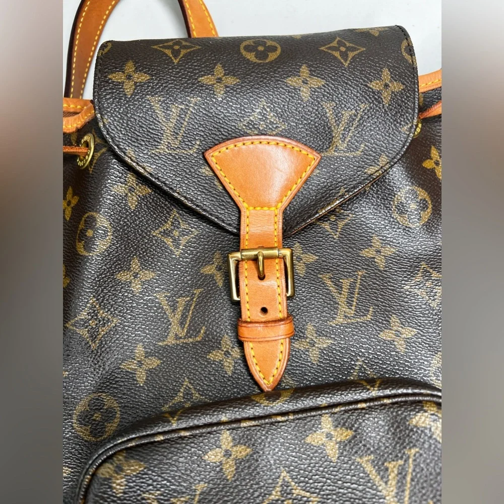 Louis Vuitton Monogram Canvas Brown Backpack with Tan Trim